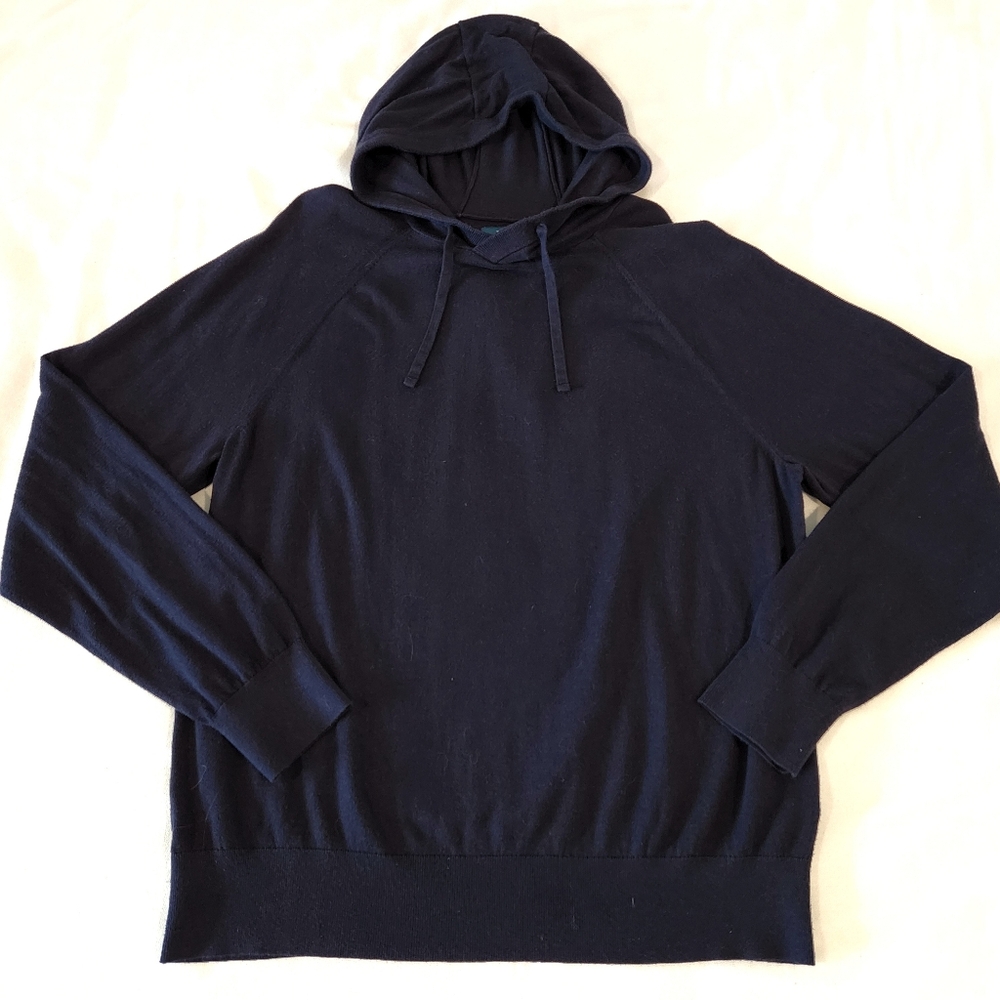 Tommy John Second Skin Knit Hooded Sweater Men’s Large XL Navy Blue Cotton Modal